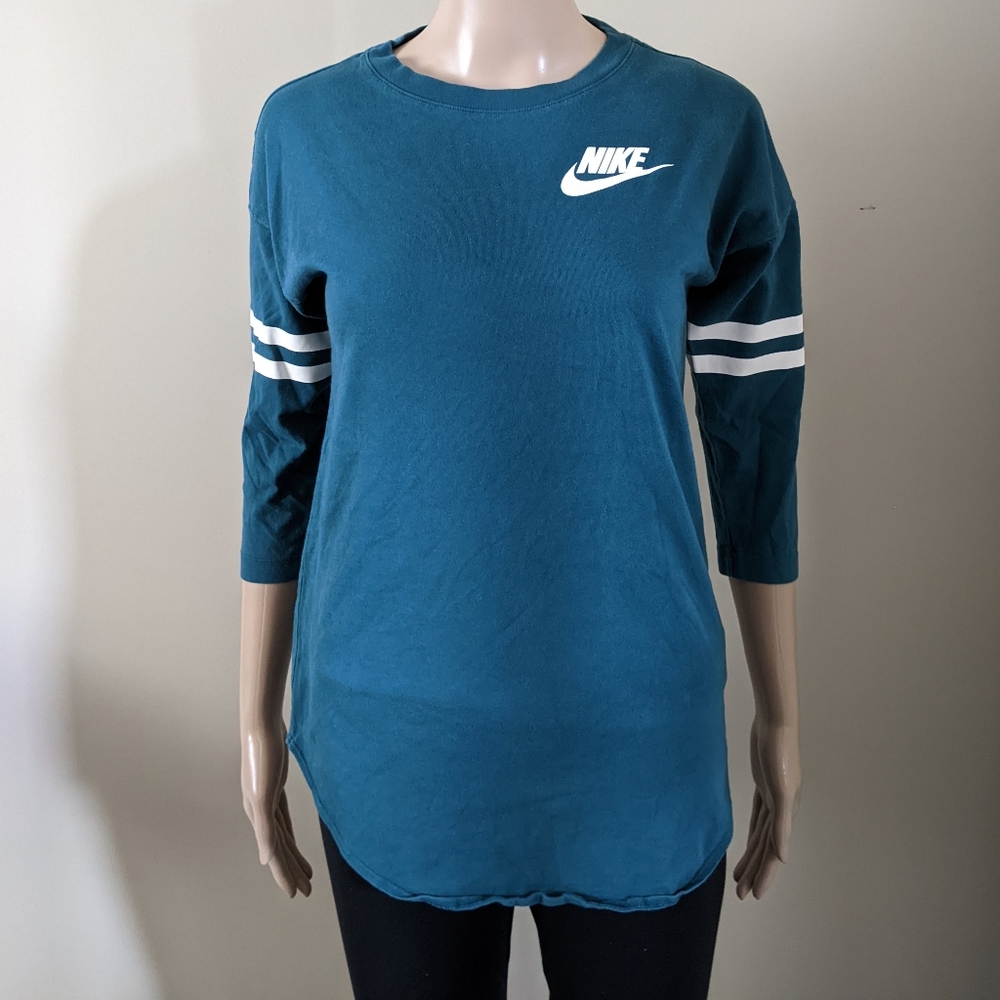 Nike Just Do It teal 3/4 long sleeves top, size xs